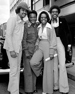 Singer Gladys Knight and the Pips pose for a picture at Heathrow Airport 10th May