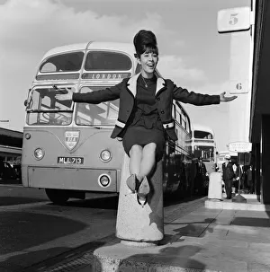 Singer Helen Shapiro, pictured leaving London Airport for Warsaw