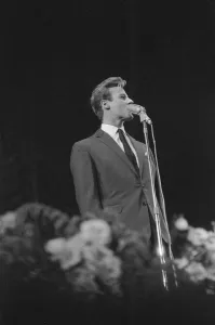 Moody Prints: Singer Mark Wynter performing at the Daily Express Record Star Show at Wembley