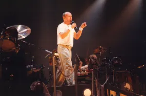Singer Phil Collins performs in concert at Newcastle Arena 9 November 1997
