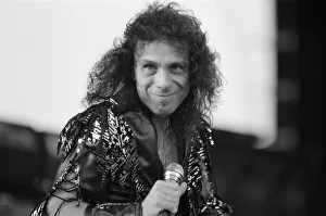 Singer Ronnie James Dio performing at Donnington Festival of Rock. 22nd August 1987