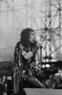 Singer Ronnie James Dio performing at Donnington Festival of Rock. 22nd August 1987