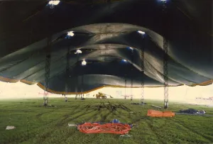 Singer Songwriter Chris Rea - the tent is prepared for his concert at Gateshead Staudium