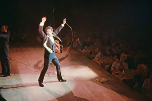 Singer Tom Jones performing on stage at the Flamingo Hotel in Las Vegas