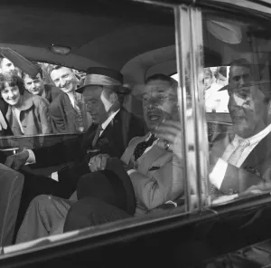 Singers Frank Sinatra and Dean Martin and their friend Beverly Hills restauranteur Mike