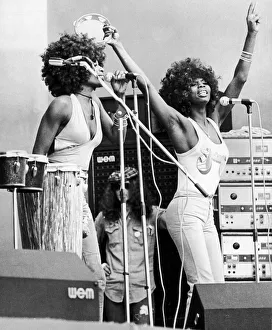 Singers with the group Sunshine Ethel Colley and Joanne White performing on stage