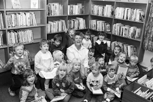 Singing the praises of the new Slaithwaite Junior Library are these children from