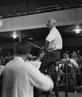 Conductor Prints: Sir Adrian Boult rehearses the National Youth Orchestra before a forthcoming concert