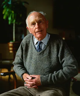 Sir Alec Douglas Home August 1989 Sitting in chair at home pullover checked shirt