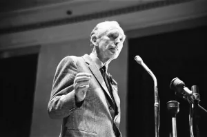 Sir Alec Douglas Home seen here during a hustings meeting at Watford Town Hall during