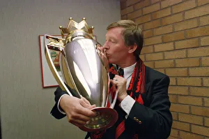 Kiss Prints: Sir Alex Ferguson with the Barclays Premiership Trophy - 1993