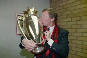 Sir Alex Ferguson with the Barclays Premiership Trophy - 1993