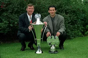 Images Dated 1st May 1993: Sir Alex Ferguson and Ryan Giggs with the Barclays Premiership Trophy - May 1993