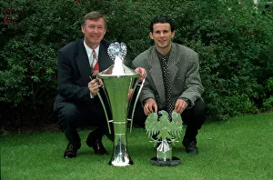 Sir Alex Ferguson and Ryan Giggs with the Barclays Premiership Trophy - May 1993
