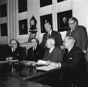 Sir Alf Ramsey England manager at Lancaster Gate Feb 1963 with the FA selection