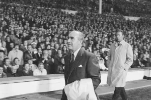 00241 Prints: Sir Alf Ramsey seen here walking to the England dugout at the start of Endland
