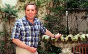 Sir Andrew Lloyd Webber in his garden August 1998 at his home in Eaton Square