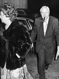 Sir Harold Wilson and Lady Wilson arriving at a welcome back dinner 1977 with wife Mary