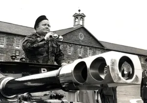 Sir Harry Secombe in 1976 when he was made a honorary Welsh Gunner at Raglan barracks