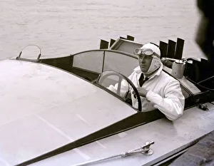 Danger Prints: Sir Henry Segrave circa 1930 in his motor boat Miss England (On 29 March 1927