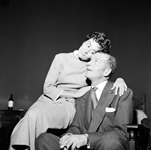 Sir Laurence Olivier rehearses wih his new leading lady Joan Plowright in John