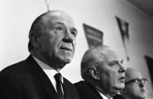 Sir Matt Busby, announces his resignation as Manager of Manchester United at press