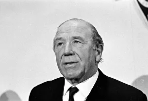 Sir Matt Busby, announces his resignation as Manager of Manchester United at press