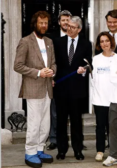 Adventurer Prints: Sir Ranulph Fiennes with Dr Michael Stroud at the door of number 10 Downing Street with
