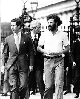 Images Dated 29th August 1982: Sir Ranulph Fiennes Explorer and Charles Burton meet Prince Charles on their arrival at