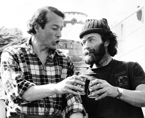 Adventurer Prints: Sir Ranulph Fiennes Transglobe Sailing Expedition making a toast with Charlie Burton