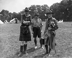 Tents Prints: Sir Robert Baden Powell right seen here at the Wembley Scout Jamboree with senior scout