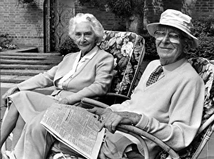Jaguar Prints: Sir William Lyons and Lady Lyons pictured in their garden at Wappenbury Hall