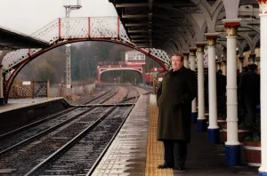 Unknown Age Prints: Sir William McAlpine. Chairman of the Railway Heritage Trust at Hexham Railway Station