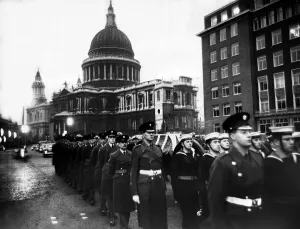 00003 Prints: Sir Winston Churchill Funeral - 1965 The coffin being carried through the streets