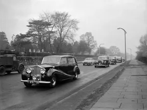Hearse Prints: Sir Winston Churchill, Funeral Procession leaves Coventry for St Martin