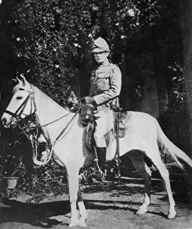 00363 Prints: Sir Winston Churchill in khaki service dress outside the bungalow he shared with other