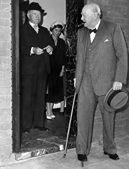 Sir Winston Churchill and Lord Beaverbrook at London airport - August 1958