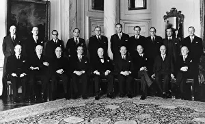 Retirement Prints: Sir Winston Churchill sits with his cabinet before announcing his retirement