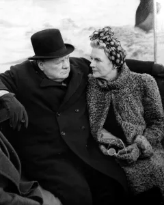 Man And Woman Prints: Sir Winston Churchill and wife Clementine seen here returning by boat after an inspection