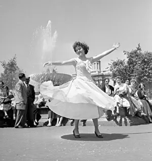 Skiffle Prints: Skiffle singer Nancy Whiskey seen here performing in Trafalgar Square
