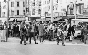 Skinheads on the beach at Southend, Essex on Bank Holiday Monday. 27th August 1979