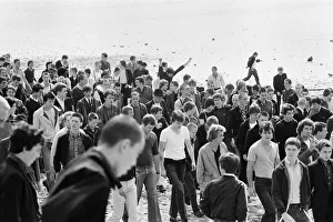 Skinheads on the beach at Southend, Essex on Bank Holiday Monday. 27th August 1979