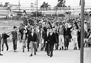 Skinheads on the beach at Southend, Essex on Bank Holiday Monday. 27th August 1979