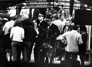 Sign Prints: Skinheads and police at the entrance to platforms of Monkseaton Station on 31st May 1970