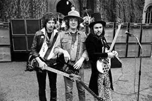 Slade (Dave Hill, Don Powell, Noddy Holder and Jim Lea) filming a new video at Eastnor