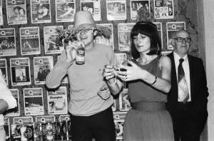01262 Prints: Snooker player Steve Davis letting his hair down wearing a straw hat and having a beer