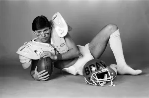 Snooker player Tony Knowles dressed as an America footballer. 19th January 1986