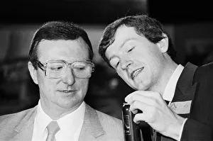 Snooker players Steve Davis and Dennis Taylor who recently contested the classic black