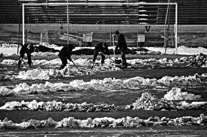 00493 Prints: Snow covered Selhurst Park, home ground of Crystal Palace Football Club. 15th March 1965