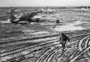 Planes Prints: Snow and heavy rainfall turned North African and Italian airfields into swamps